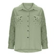 thumbnail image 3 of UAMVSH Denim Jackets for Women Button down Long Sleeve Shackets Solid Color Casual Fashion Shiny Sleeve Clubwear Coats with Pockets(Large,Army Green), 3 of 5