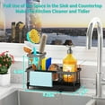 thumbnail image 6 of Godboat Sponge Holder for Kitchen Sink - Kitchen Sink Organizer with Brush Holder, Kitchen Sink Caddy with Auto-Drain, 360° Swivel Spout, Cool Kitchen Gadgets for Home, 6 of 10