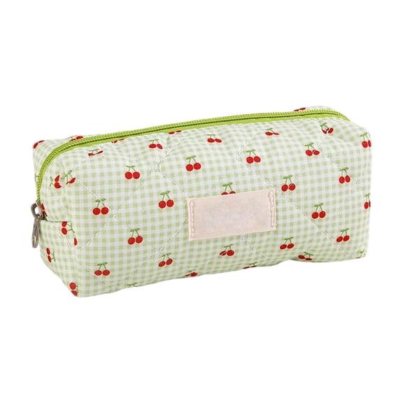 Small Quilted Makeup Bag, Zipper Cosmetic Pouch | Purse Storage Holds Makeup Beauty Essentials,Travel Items Green