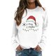 thumbnail image 1 of Gibobby Sudadera navideña mujer de manga larga con cuello redondo y estampado navideño para mujer(Blanco,G), 1 of 4
