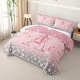 thumbnail image 3 of Homewish Dreamy Glitters Print Twin Quilt Set for Girls, Pink Bling A Letter Twin Coverlet Set, 3 of 7