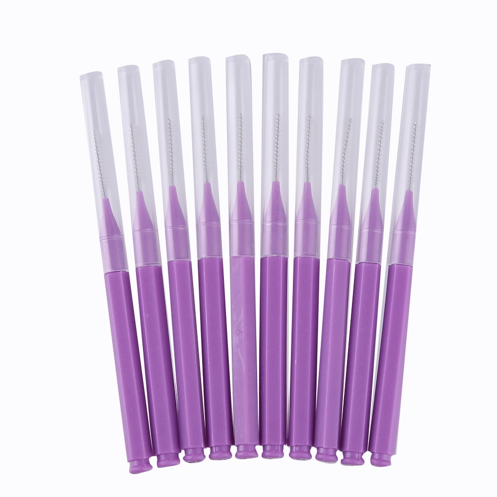 10pcs/Pack Interdental Brushes Dental Floss Teeth Brush Toothpick (Purple)