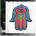 thumbnail image 4 of Ambesonne Hamsa Shower Curtain, Hippie Boho Hand, 69"Wx70"L, Pink Blue Yellow, 4 of 5