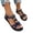 Navy, variant on Women's Bohemian Floral Beaded Sandals, Open Toe Elastic Ankle Strap, Flat Comfort Footwear for Summer Beach Navy 36