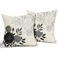 thumbnail image 2 of Black Gray Floral Pillow Covers 18x18 Set of 2 Modern Elegant Line Flower Throw Pillows Farmhouse Outdoor Spring Summer Pillowcase Decorative Square Linen Cushion Case for Home Sofa Couch Bed, 2 of 6