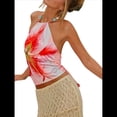 thumbnail image 2 of Top Corto Sin Mangas con Cuello Halter Y2K para Mujer, Estampado Floral, Espalda Abierta, Estilo Urbano de Verano Rosa M, 2 of 10