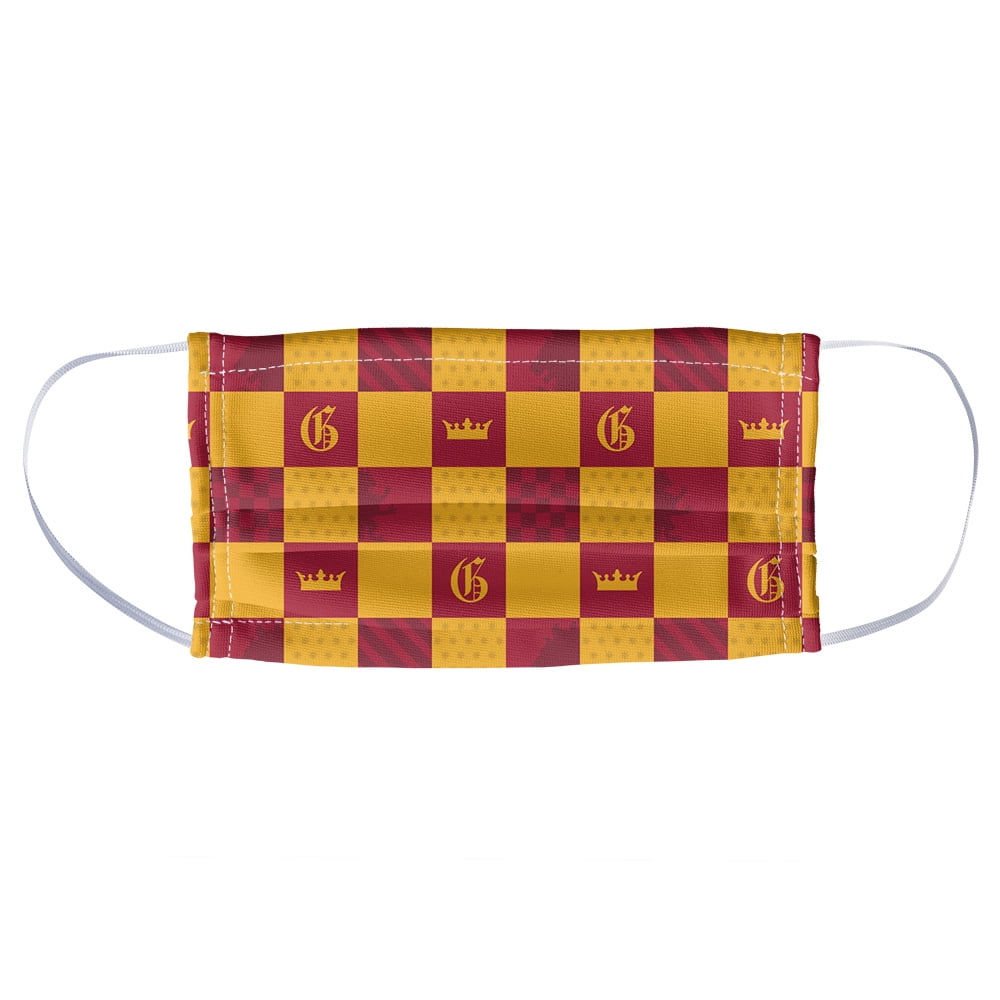 Harry Potter Gryffindor Checkerboard House Pattern 1-Ply Reusable Face Mask Covering, Unisex