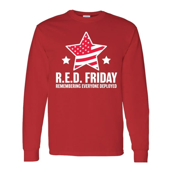 Inktastic Red Friday Remembering Everyone Deployed with Red American Flag Long Sleeve T-Shirt