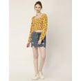 thumbnail image 5 of Moomaya Women'S Printed Square Neck Crop Top, Long Sleeves Smocked Summer Top, 5 of 8