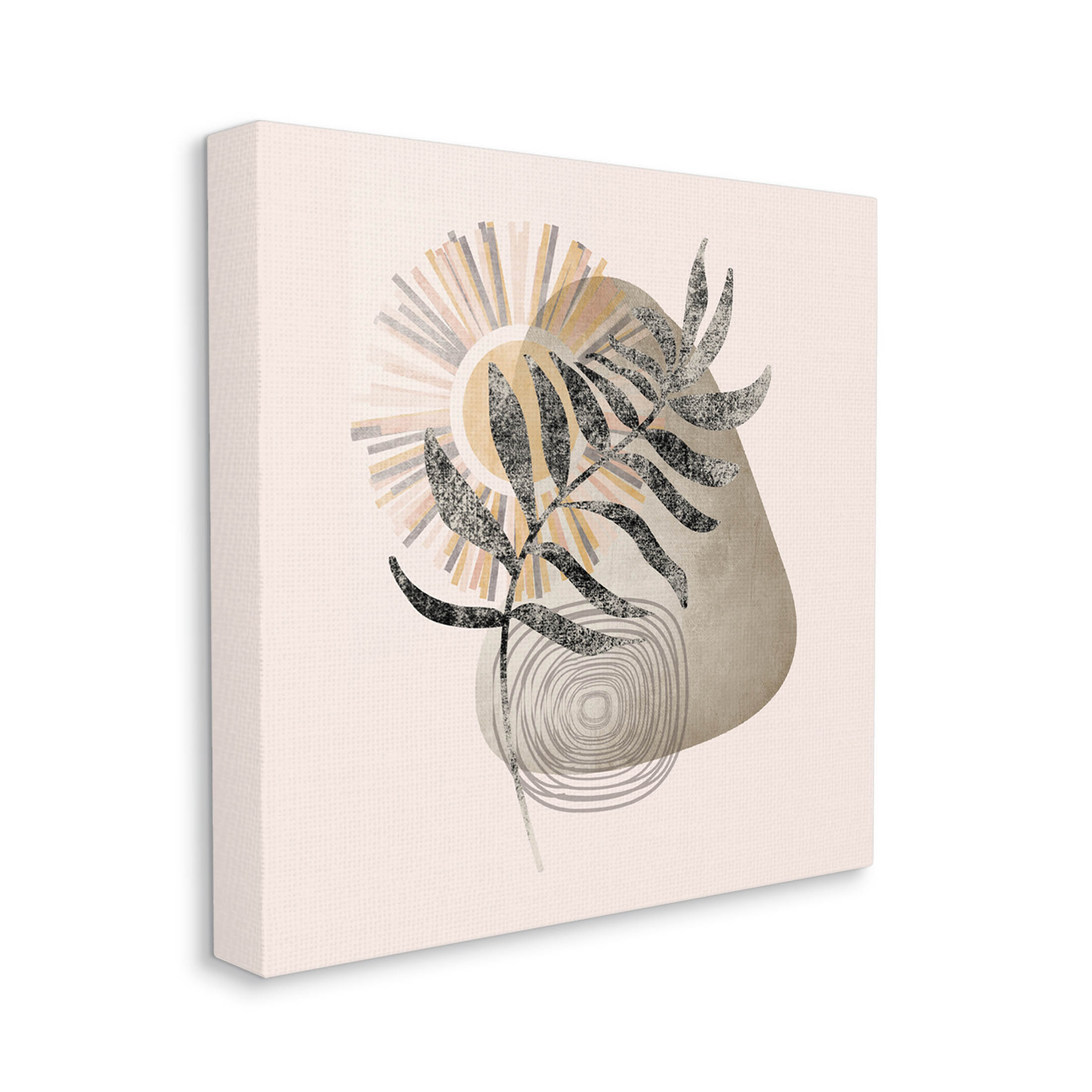 Modern Boho Plant Leaf Sun Botanical & Floral Graphic Art Gallery Wrapped Canvas Print Wall Art