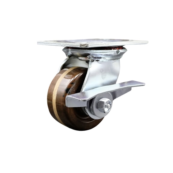 4 Inch Heavy Duty High Temp Phenolic Caster with Roller Bearing and Brake SCC