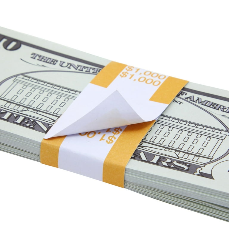 100 Pcs Self-Adhesive Blank Currency Straps Money Bands Bill