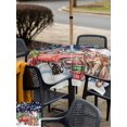 thumbnail image 4 of Outdoor Tablecloth with Umbrella Hole and Zipper, Blue Christmas Square Table Cloth 54x54 Inch Waterproof Tablecloth, Xmas Winter Snowflakes Red Truck Dogs Picnic Table Cover for Patio Camping, 4 of 7