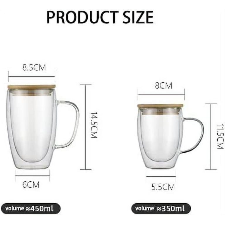 8 Pcs Glass Coffee Mugs 12.5 oz Clear for Hot Beverages Ribbed