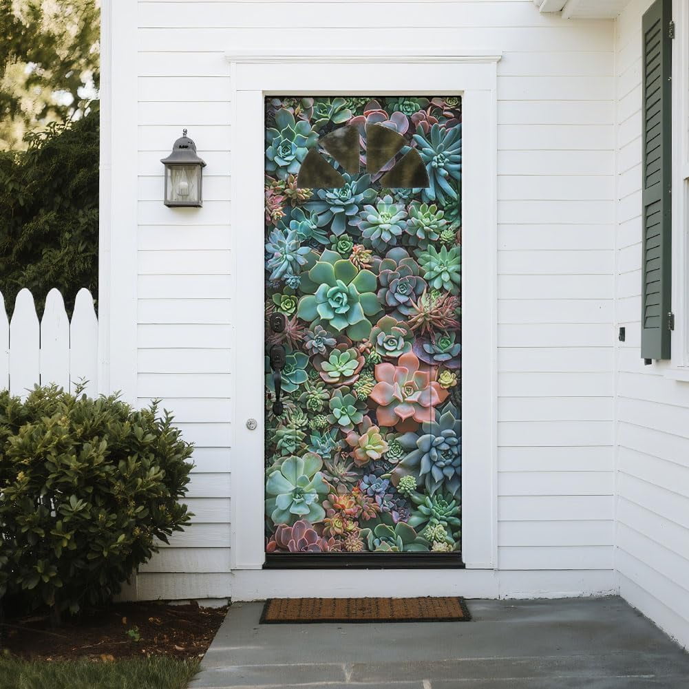 2 Sheet Succulents Removable Refrigerator Wraps Self-Adhesive Fridge Stickers Peel and Stick Vinyl Fridge Decals Sticker