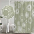 thumbnail image 4 of Polyester Fabric Geometric Shower Curtain, Abstract Sage Green White Boho Circle Dot Waterproof Bathtub Curtain Bathroom Decor Set with Hooks 36 x 78 Inches, 4 of 6