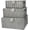 Grey, variant on Set of 3 Wicker Storage Baskets with Lock & Handle Nesting Boxes with Lids, Decorative Organizer
