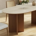 thumbnail image 4 of 71" Oval Dining Table for 6, Mid Century Modern Dining Table, Unique Faux Marble Dining Table with Solid Wood Legs, Farmhouse Kitchen Table for Dining Room (Table Only), 4 of 6