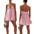 thumbnail image 4 of Gupgi Women Loose Spaghetti Strap Dress Rhinestone Cutout Cocktail Party Mini A-line Dresses, 4 of 6