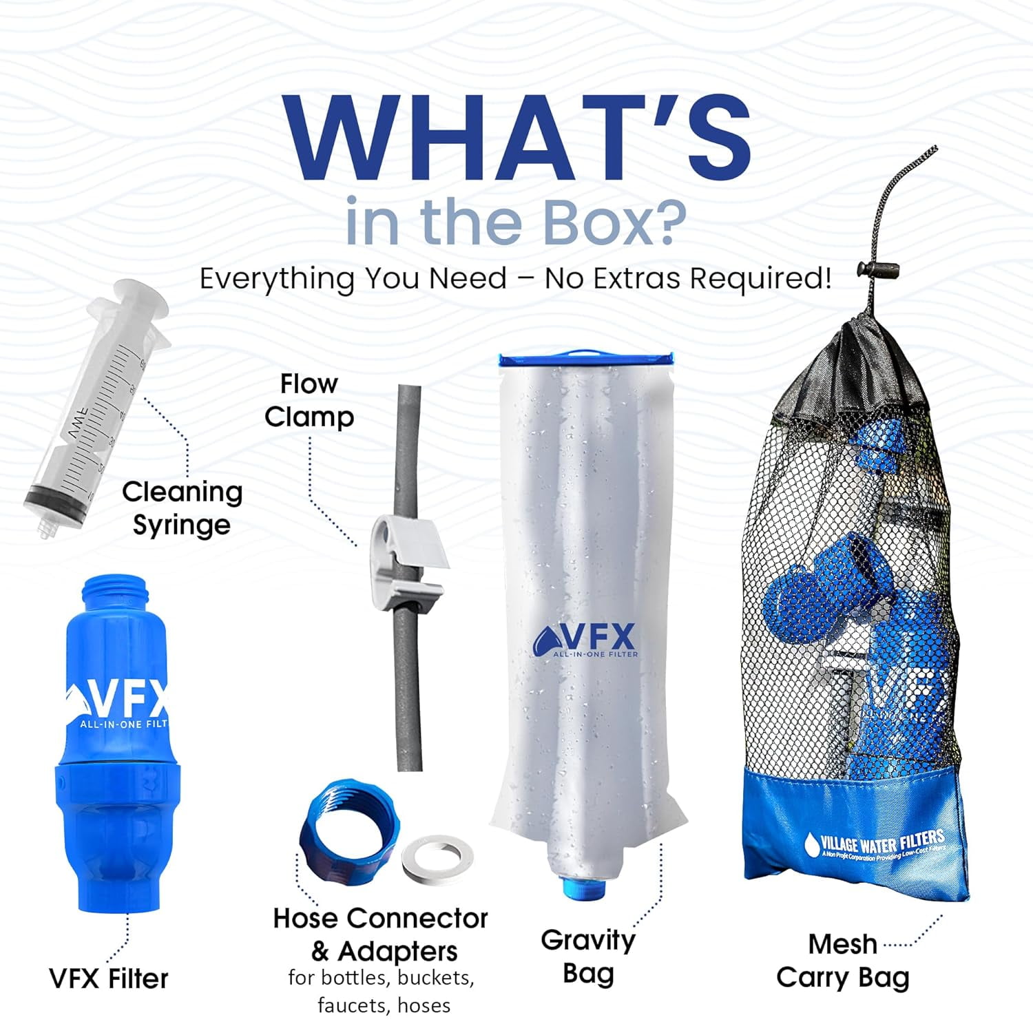 Village Water Filters VFX Portable Water Filter – All-in-One Gravity Purifier for Camping & Hiking