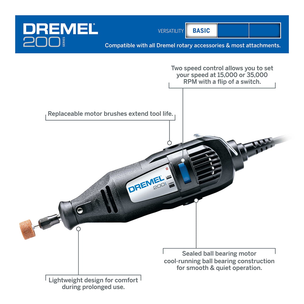 Dremel 200-1/15 Two Rotary Tool Kit with 1 Attachment 15 Accessories - Hobby Drill, Woodworking Carving Tool, Glass Etcher, Small Pen Sander, Garden Tool Sharpener, Craft and Jewelry Drill - Walmart.com