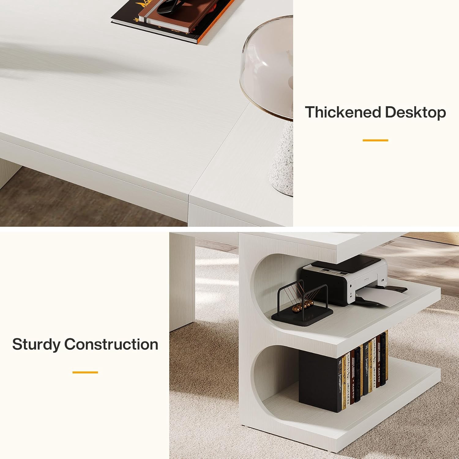Tribesigns 63" Executive Office Desk, Computer Desk with Storage Shelves for Home Office