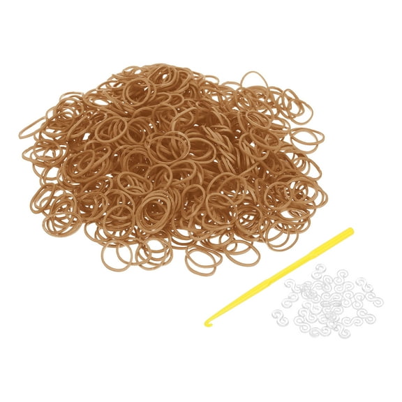 600Pcs Loom Rubber Band Kit with 25Pcs S-Clips and 1Pcs Hook, Light Coffee