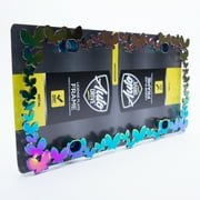 Auto Drive 3D Butterfly Chameleon Chrome Metal License Plate Frame