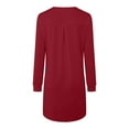 thumbnail image 5 of yocbz Womens Dresses Women Fall Dresses 2025 Long Sleeve Solid Color Crew Neck Long Wedding Guest Dress Red,Size for M, 5 of 5