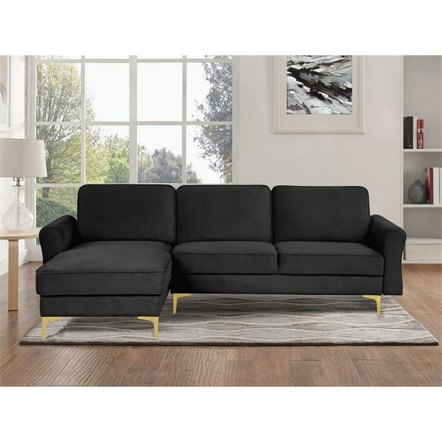 Lifestyle Solutions Canapé Sectionnel Leland en Tissu Noir Rembourré