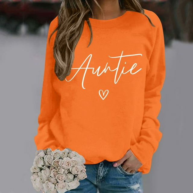 TINZ Chandail en Molleton à Manches Longues pour Femmes, Col Rond avec Cœur, Imprimé Lettre, Graphique, Chandail, Chandail à Capuchon, Vêtements Tendance pour l'Automne