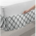 thumbnail image 2 of Plaid Bed Skirt, Monochromatic Diagonal Pattern with Checks and Stripes Dashed Lines Celtic Classic, Elastic Bedskirt Dust Ruffle Wrap Around for Bedding Decor, 4 Sizes, Black White, by Ambesonne, 2 of 2