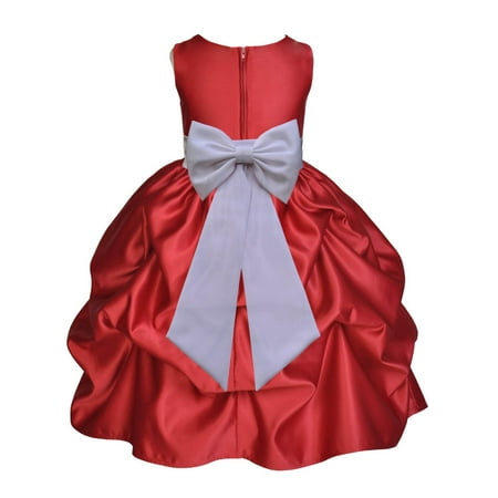Pink Flower Shape - Ekidsbridal Satin Bubble Pick-up Apple Red Flower Girl Dress Christmas Weddings Summer Easter Dress Special Occasions Pageant Toddler Girl's Clothing Holiday Bridal Baptism 208T White size 6