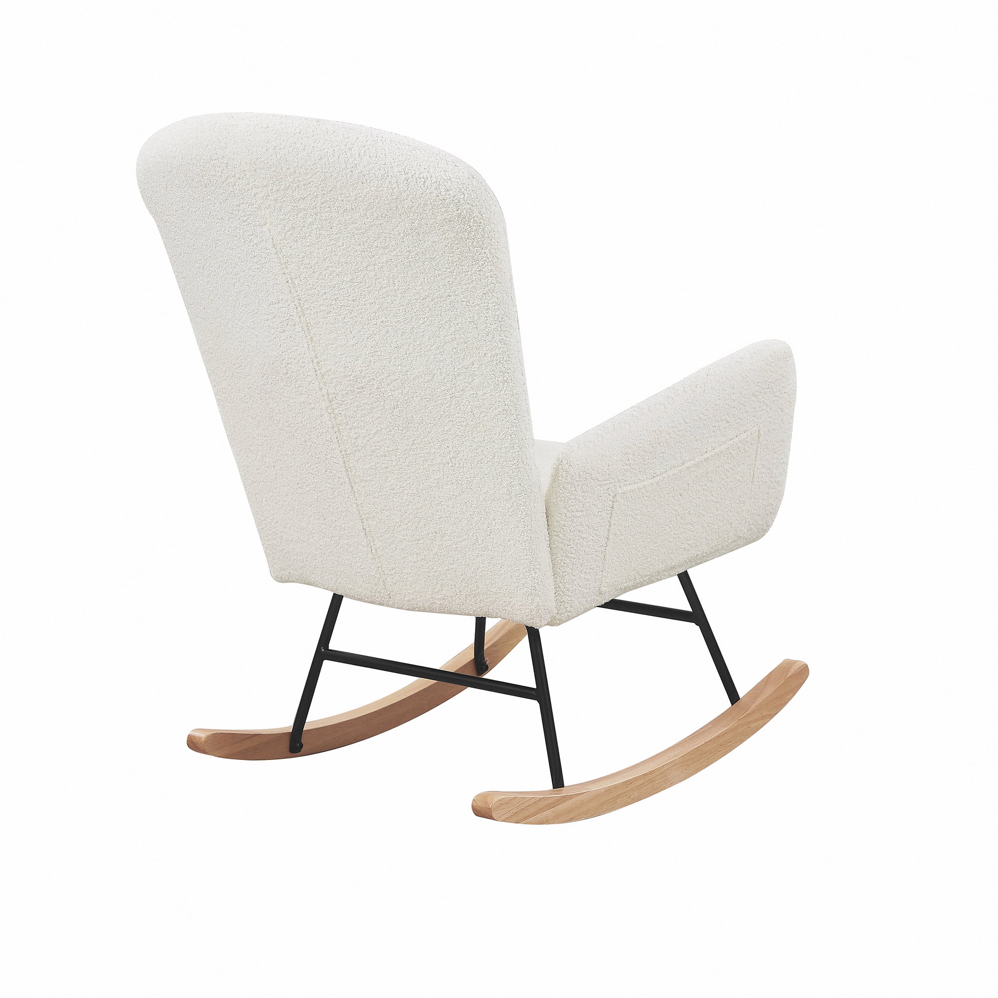 Kadyn White Teddy Fabric Rocking Chair, Rocking Chair Nursery for Living Room, Metal Accent Rocker with 2 Side Pockets Kadyn White Teddy Fabric Rocking Chair, Rocking Chair Nursery for Living Room, Metal Accent Rocker with 2 Side Pockets