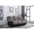 thumbnail image 2 of Nathaniel Home Champion Manual Double Reclining Sofa, PU Leather Upholstered 3-Seat Couch, Tufted Recliner, Plush Scoop Seating, for Living Room Home Theater, Gray, 2 of 8