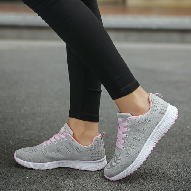 XIAQUJ Chaussures Croisées Course Décontractées Chaussures Rondes Femmes en Maille à Brides Mode Plates Chaussures Décontractées pour Femmes Espadrilles Mode pour Femmes Gris 6.5(38)