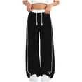 thumbnail image 2 of NAISIBABY Sweatpants for Girls, High Waisted Drawstring Wide Leg with Pockets Baggy Casual Athletic Pants Black 8T, 2 of 8
