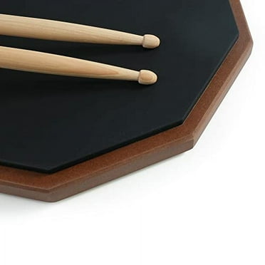 Drum Pad & Premium Drum Sticks, Silent Drum Practice Pad with Pitch Matched 5A Drumsticks, 12 Inch Single Side Practice Drum Pad - Walnut Pad&5A-A