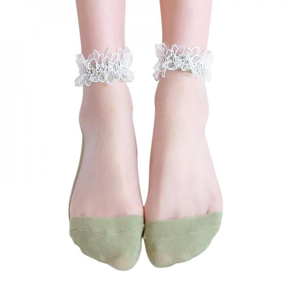 Comfortable Korean Style Women Cotton Silk Short Socks Lace Casual Breathable 