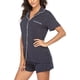 thumbnail image 4 of Conjunto de pijama de manga corta para mujer, ropa de dormir con botones, pijamas suaves para estar en casa, 4 of 6