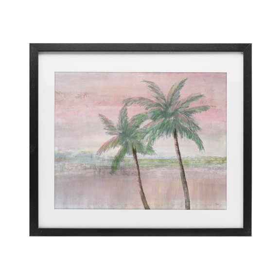Stupell Industries Coastal Sunset Palms at Dusk Black Framed Print Under Glass, 16 x 13, by Nan