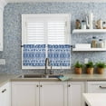 thumbnail image 6 of Christmas Elk Kitchen Curtains and Valances Set, Snowflakes Blue Retro Texture Rod Pocket Window Valance 18 Inch Window Curtain Panels for Living Room Bedroom Laundry, 27.5x24in, 3 Pieces, 6 of 7