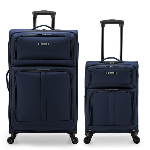 U.S. Traveler Anzio Rugged Fabric Expandable Luggage Set, Navy, 2-Piece (22"/30")