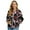 Black-Northern Cardinal Cherry Blossom, variant on Butterfly Printed Jackets for Women Long Sleeve Outwear V Neck Sweatshirts Zipper Coat for Fall Winter, 3XL