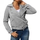 thumbnail image 2 of Chaqueta Gruesa, Holgada e Irregular con Solapa y Cremallera Inclinada para Mujer, de Larga, Informal, con Cremallera Gris XXL, 2 of 8