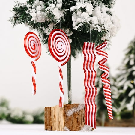 

Ayyufe Hanging Pendant Simulation Lollipop Pattern Holidays Gift Plastic Christmas Candy Cane Ornament for Shopping Mall