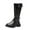 Black, variant on Girls Knee High Motorcycle Boots Fashion Buckle Winter Waterproof Tall Riding Booties Lug Sole Chunky Heel Zipper Dress Long Boots Black 13 Little Kids