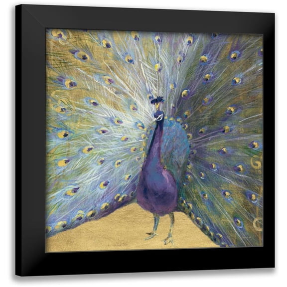 Nai, Danhui 12x12 Black Modern Framed Museum Art Print Titled - Purple and Gold Peacock