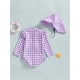 thumbnail image 5 of Nygoyerh Toddler Girls Rash Guard Swimsuit with Hat 2 Pcs Set Plaid Pattern Zip Up Long Sleeve Crew Neck Baby Girls Swimwears Infant Clothing 6M 9M 12M 18M 2T 3T 4T, 5 of 7
