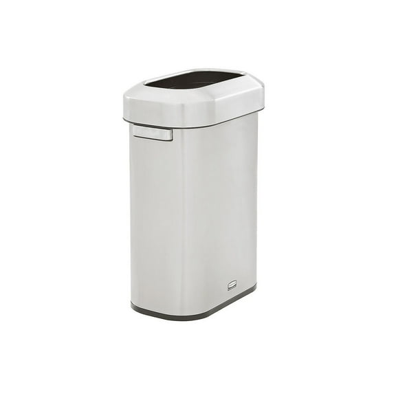 Rubbermaid Refine Stainless Steel Indoor Trash Can with Open Lid 15 Gallon Silver (2147581)
